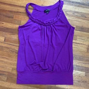 Purple Braided Neck Tank Top